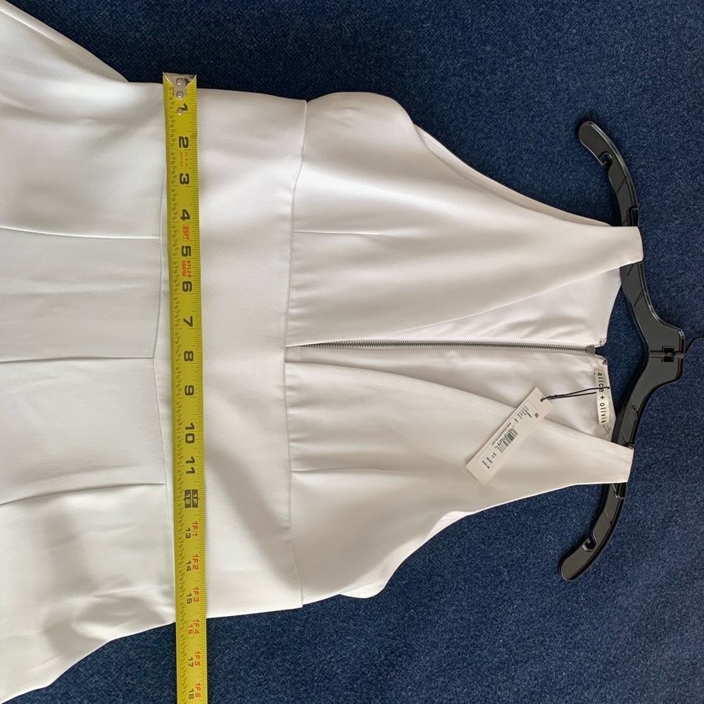 Alice + Olivia Myrtle White Deep V Neck Wide Leg Jumpsuit